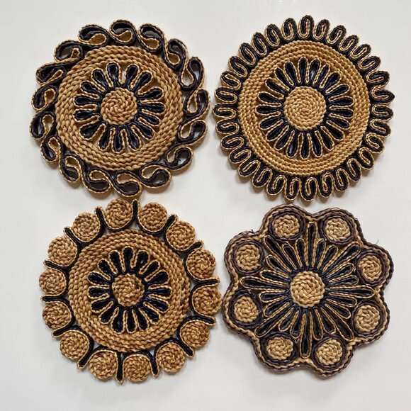 Decorative Straw Trivet Hot Pads - Kitchen Kitsch 70s Retro Kitchen - Picture 3 of 3